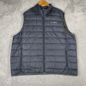Eddie Bauer Puffer Vest Mens 2XL‎ Gray Down Filled Insulated Zip Up Outdoor